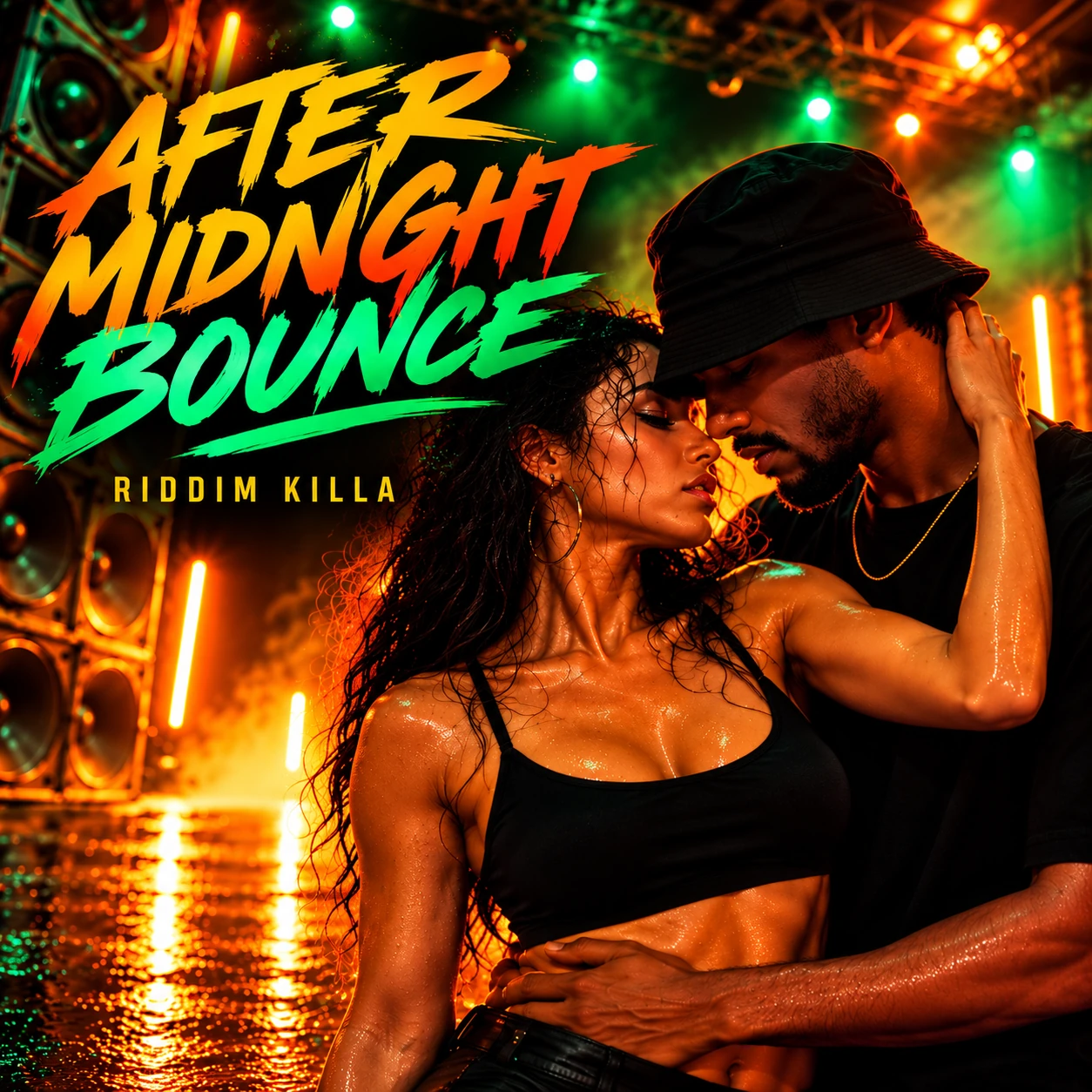 After Midnight Bounce by Riddim Killa — warm, neon-lit night scene with title lettering